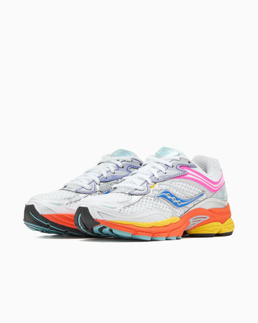 Saucony ProGrid Omni 9 chaussures running unisexe gris blanc rose stabilité pronation confort